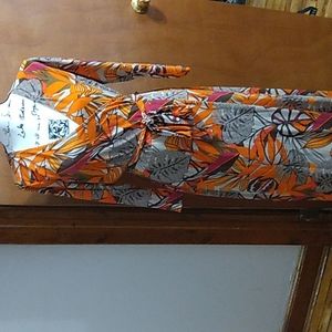 Tropical Leaf Print Maxi Dress